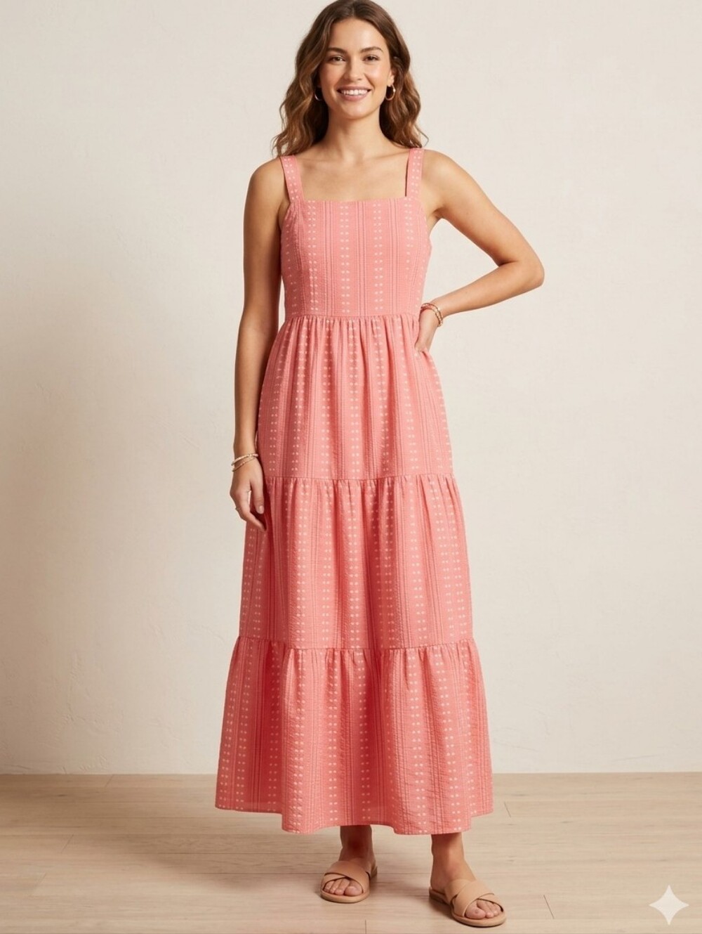 LOFT Outlet Pink Geometric‎ Tiered Maxi Dress Size 16 New